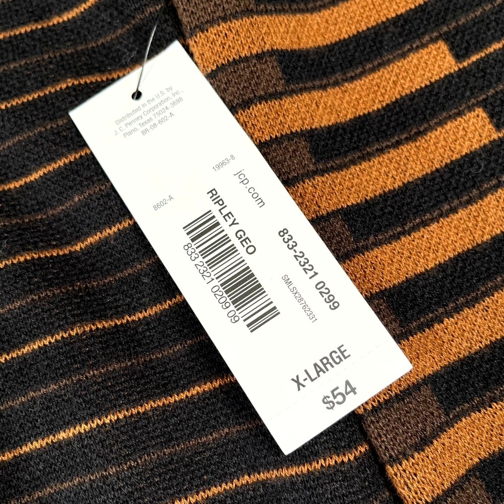 Worthington Sweater Mens XL Multicolor Striped Cotton Mock Neck Long Sleeve - Picture 4 of 8